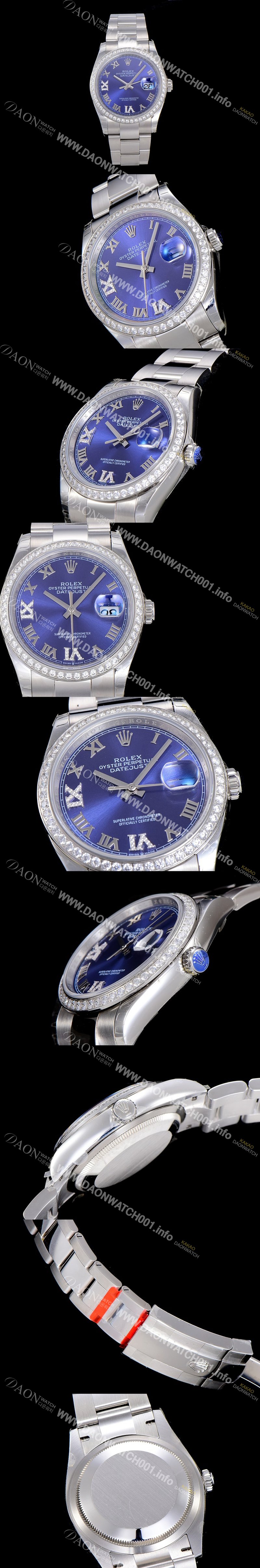 레플리카 [로렉스]남성용 데이져스트 오토매틱 3235무브 보석/큐빅 36미리 블루다이얼 ROL44045