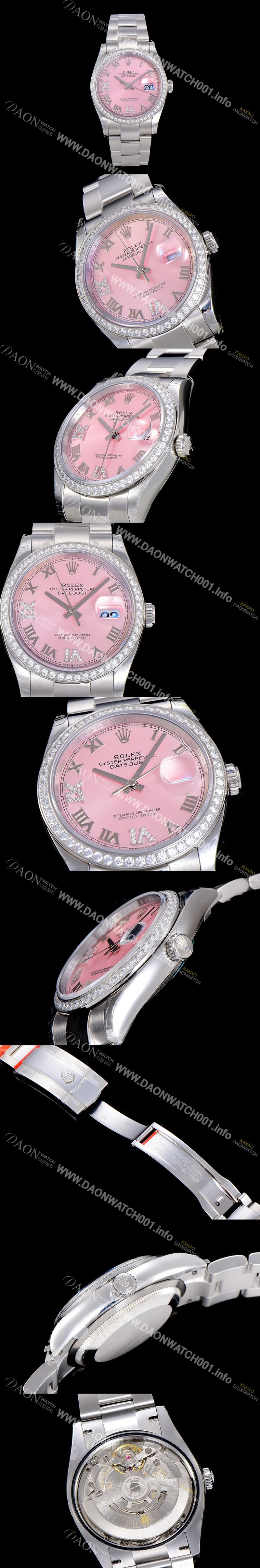 레플리카 [로렉스]남성용 데이져스트 오토매틱 3235무브 보석/큐빅 36미리 핑크다이얼 ROL18984