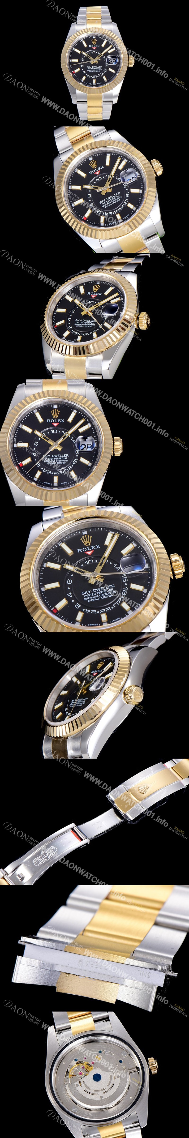 레플리카 [로렉스]남성용 스카이더웰러 오이스터퍼페츄얼 39미리 18K 옐루골드 투톤콤비 오토매틱 블랙다이얼 ROL40446