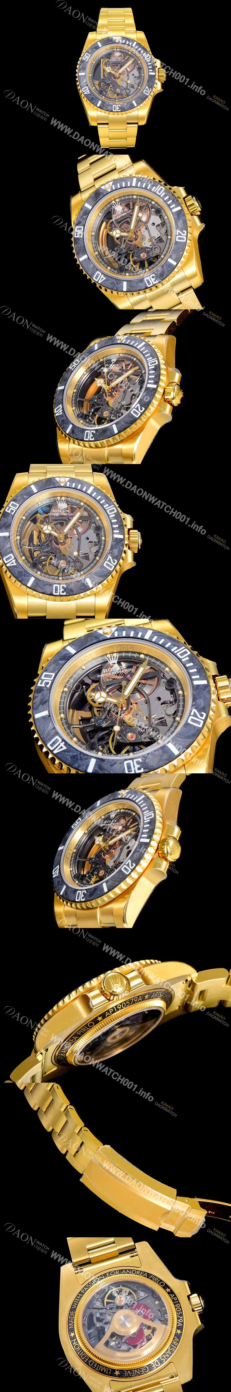 레플리카 [로렉스]남성용 서브마리너 스켈레톤 다이얼 40미리 금장시계 오토매틱 ROL83440