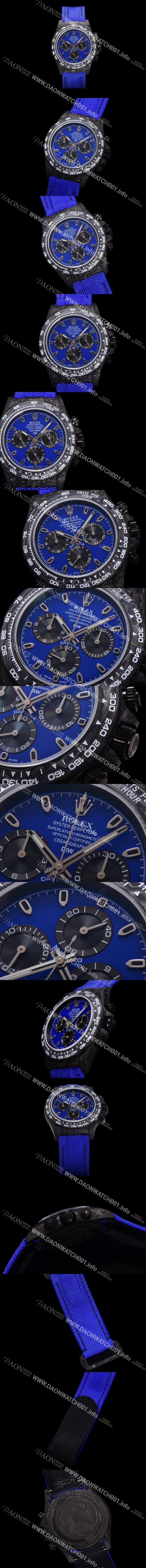 레플리카 [로렉스]남성용 데이토나 DIW 포지드카본 커스텀 40미리 크로노그래프 오토매틱 Cal.4130 무브먼트 블루 다이얼 ROL89264