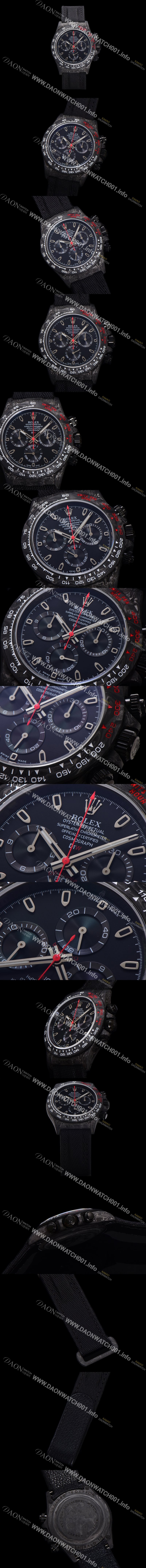 레플리카 [로렉스]남성용 데이토나 DIW 포지드카본 커스텀 40미리 크로노그래프 오토매틱 Cal.4130 무브먼트 블랙다이얼 ROL86030