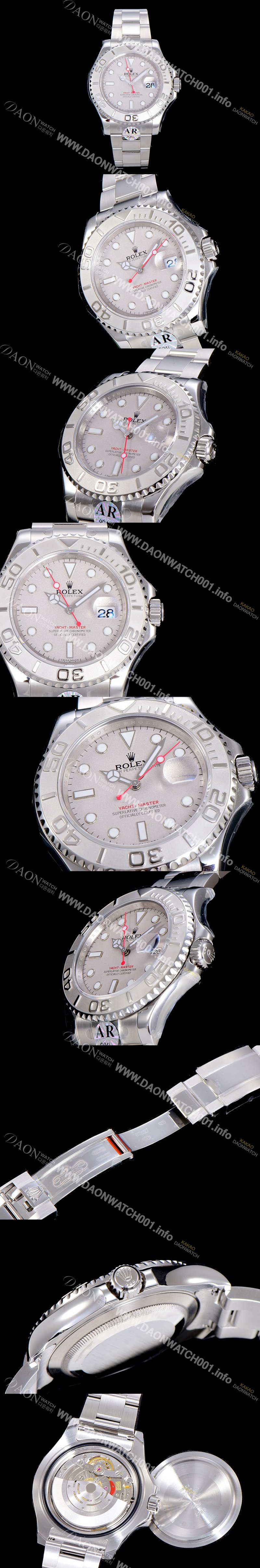 레플리카 [로렉스]남성용 요트마스터 40미리 G.M.T 롤렉스 904L 3135 오토매틱 무브먼트 그레이다이얼 ROL52646