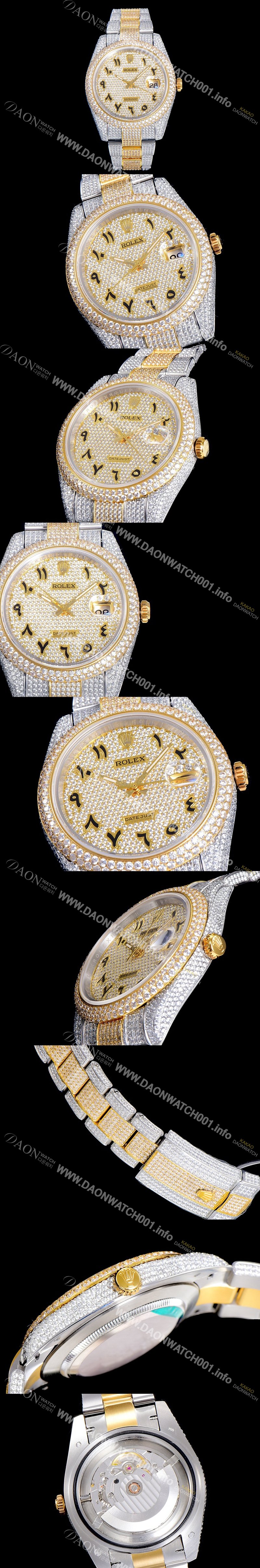 레플리카 [로렉스]남성용  고퀄리티 데이저스트 41미리 금장시계 보석/큐빅세팅 투톤콤비 18K로즈골드 오토매틱 ROL40527
