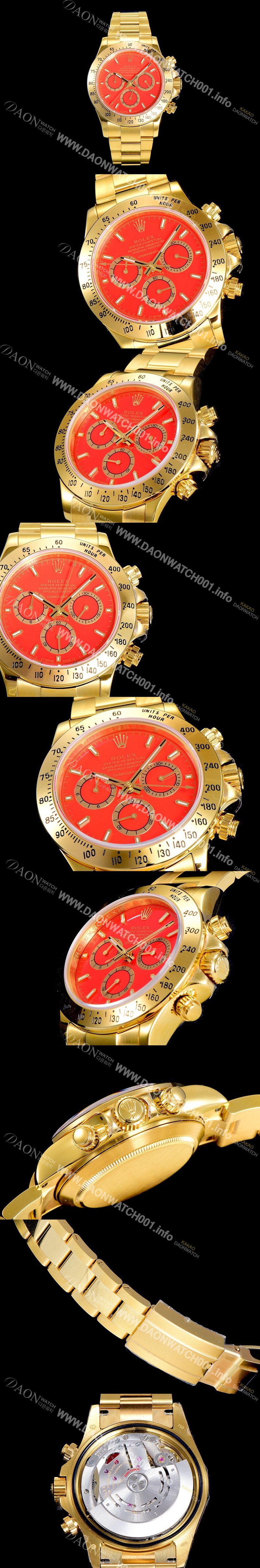 레플리카 [로렉스]남성용 데이토나 오이스터 40mm 4130타입 무브튜닝 올금/통금 옐루골드 레드다이얼 ROL49358