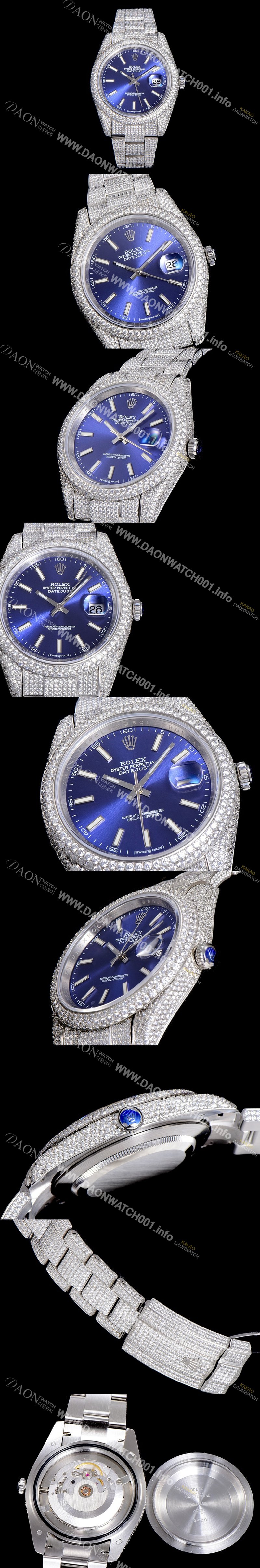 레플리카 [로렉스]남성용 데이져스트 오토매틱 41mm 다이아몬드 블루다이얼 ROL47562