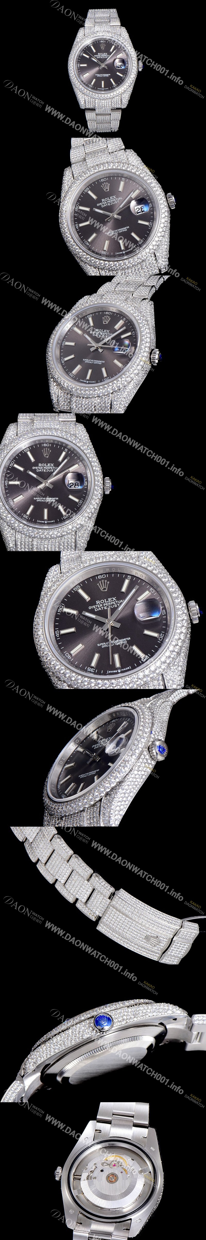 레플리카 [로렉스]남성용 데이져스트 오토매틱 41mm 다이아몬드 그레이다이얼 ROL33388