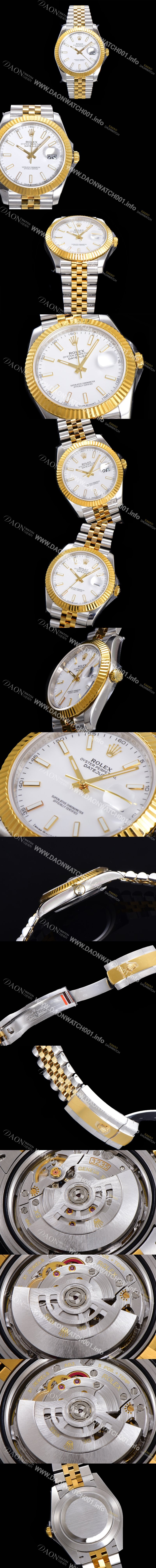 레플리카 [로렉스] 남성용 904L스틸!! 2022신형 데이져스트 41mm II 126333 !! 18K 옐로골드 화이트 다이얼 브레이슬릿 신형 Cal.3235 오토매틱 무브먼트 ROL09323