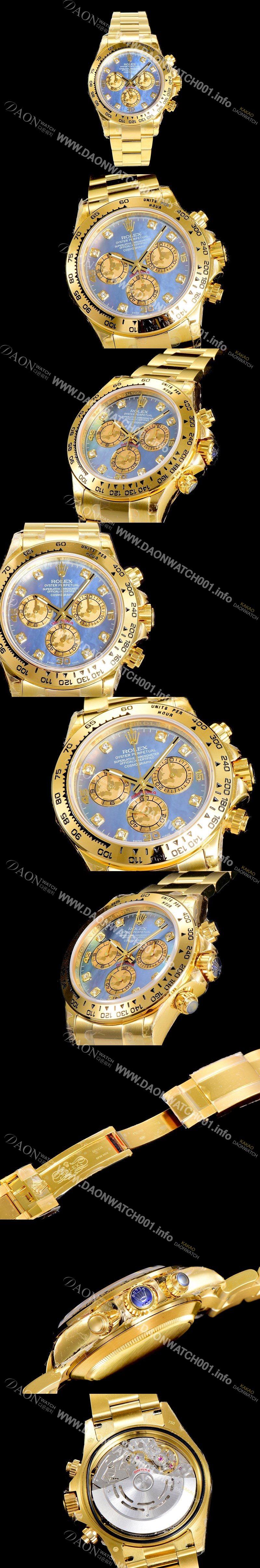 레플리카 [로렉스] 남성용 데이토나 코스모그래프 18K 옐루골드 40미리 오토매틱 4130 타입 블루다이얼 ROL79418