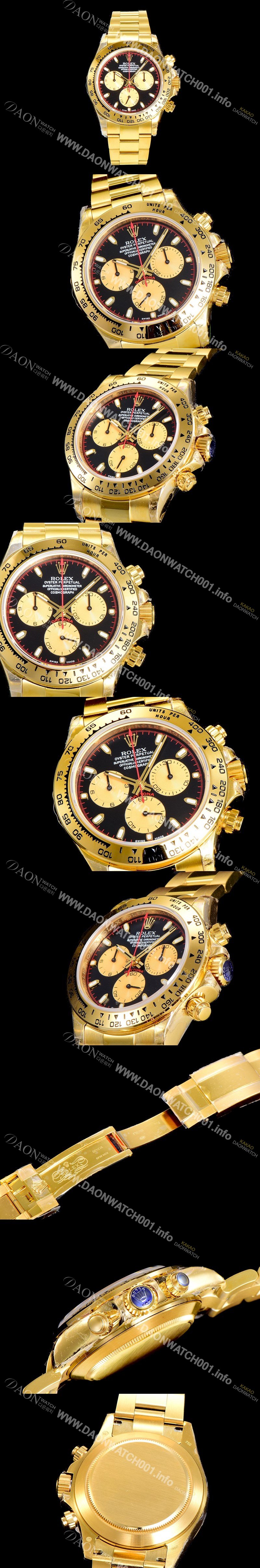 레플리카 [로렉스] 남성용 데이토나 코스모그래프 18K 옐루골드 40미리 오토매틱 4130 타입 블랙다이얼 ROL79437