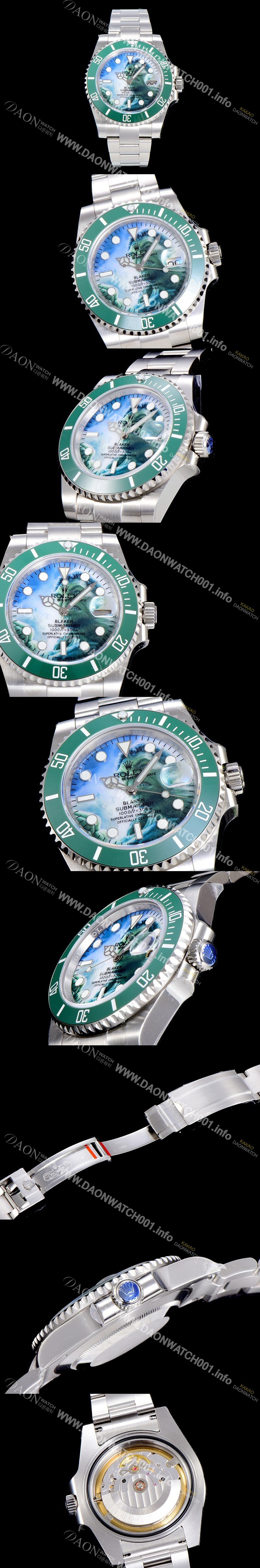 레플리카 [로렉스] 남성용 롤렉스 서브마리너 헐크 오토매틱 ETA2824-2 타입 40미리 그린 러버/우레탄줄 그린 다이얼 ROL79595