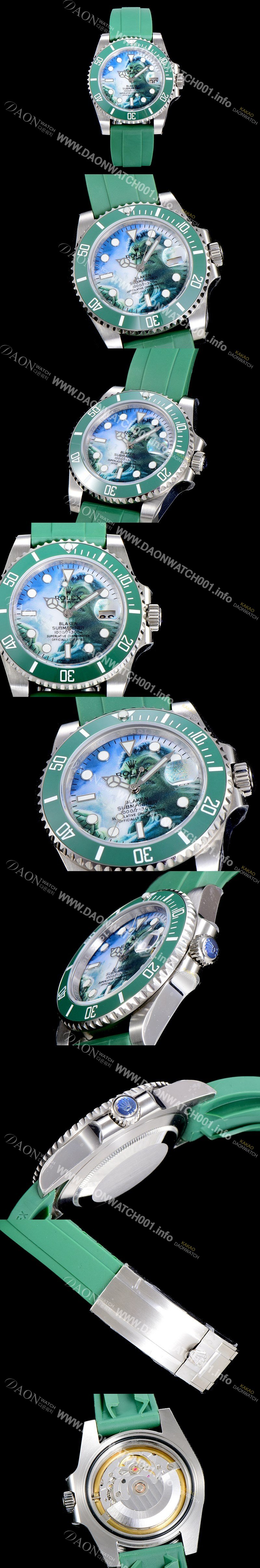 레플리카 [로렉스] 남성용 롤렉스 서브마리너 헐크 오토매틱 ETA2824-2 타입 40미리 그린 러버/우레탄줄 그린 다이얼 ROL79634