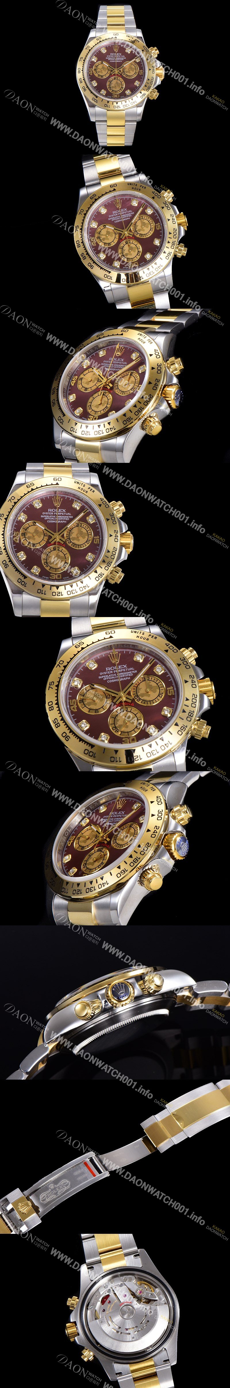 레플리카 [로렉스] 남성용 데이토나 코스모그래프 오토매틱 40미리 칼리버 4130 타입 18K 옐루골드 투톤콤비 메탈시계 래드다이얼 ROL79877