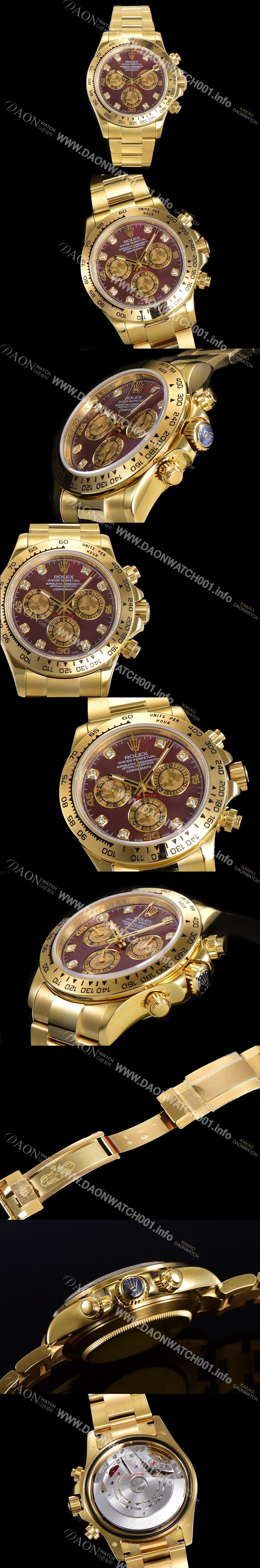 레플리카 [로렉스] 남성용 데이토나 코스모그래프 오토매틱 40미리 칼리버 4130 타입 18K 옐루골드 올금 금장시계 래드다이얼 ROL79816