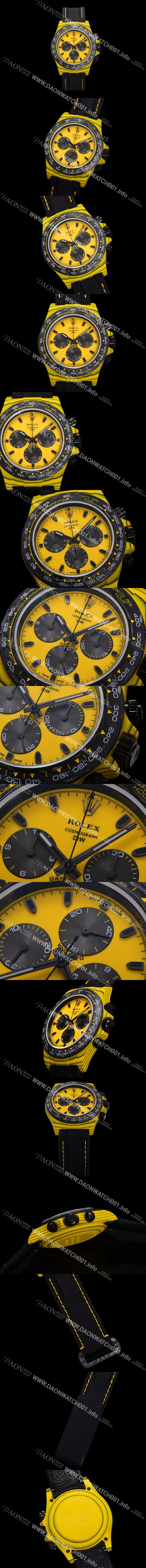 레플리카 [로렉스] 남성용 데이토나 DIW 포지드카본 커스텀 40미리 크로노그래프 오토매틱 Cal.4130 무브먼트 옐로우 다이얼 ROL79835