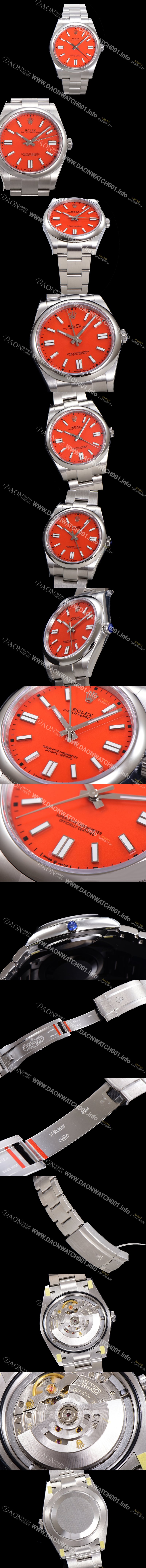 레플리카 [로렉스] 남성용 904스틸 오이스터 퍼페추얼 m124300 오토매틱 칼리버 3230타입 41mm/36mm 메탈시계 래드다이얼 ROL79861