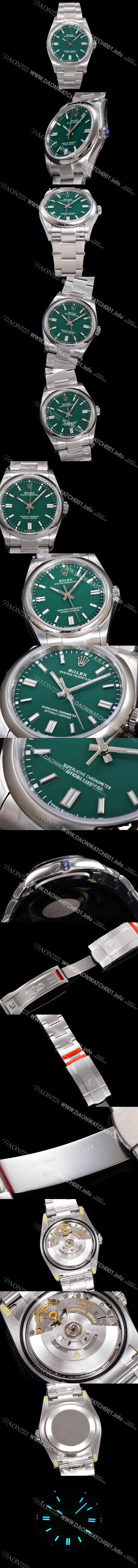 레플리카 [로렉스] 남성용 904스틸 오이스터 퍼페추얼 m126000 오토매틱 칼리버 3230타입 36미리 메탈시계 그린다이얼 ROL79888