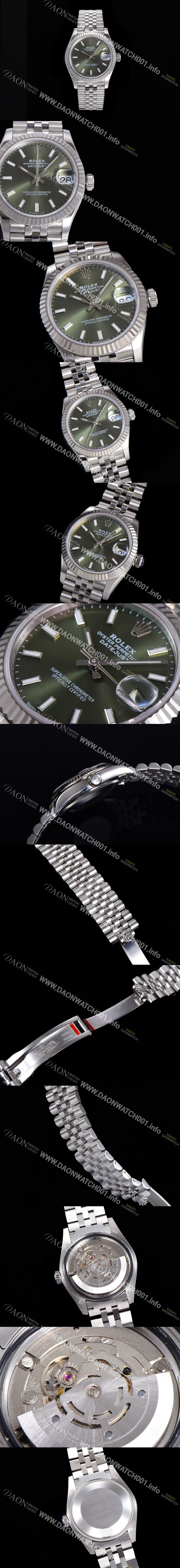 로렉스 2021신상 데이져스트 오토매틱 ETA-2688 31mm 여성용 메탈줄 그린 다이얼 rol105682157