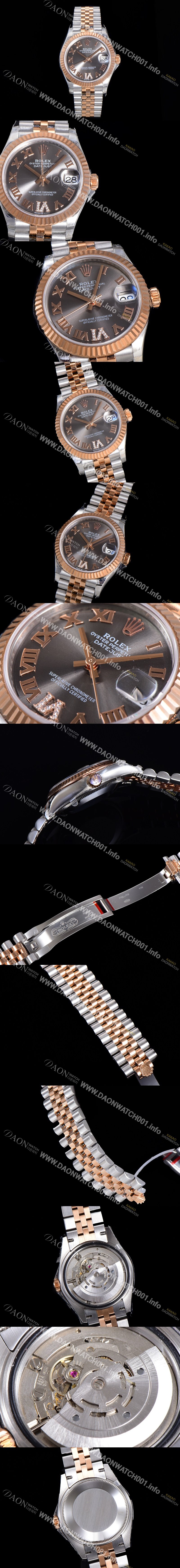 레플리카 [로렉스] 여성용 2021신상 데이져스트 오토매틱 ETA2824-2688 31mm 18K로즈골드 메탈줄 그레이 다이얼rol71856