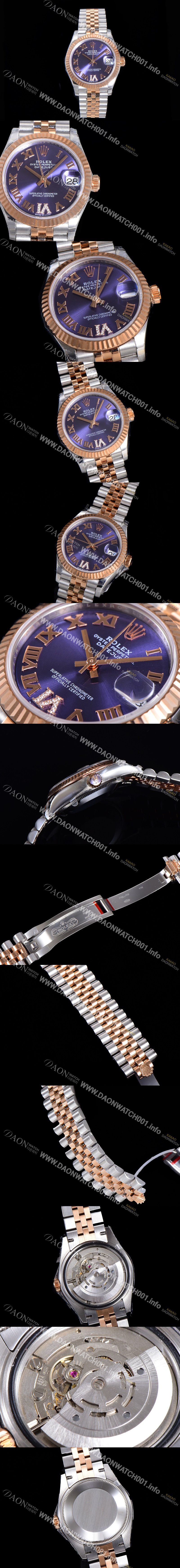 레플리카 [로렉스] 여성용 2021신상 데이져스트 오토매틱 ETA2824-2688 31mm 18K로즈골드 메탈줄 블루 다이얼 rol21957