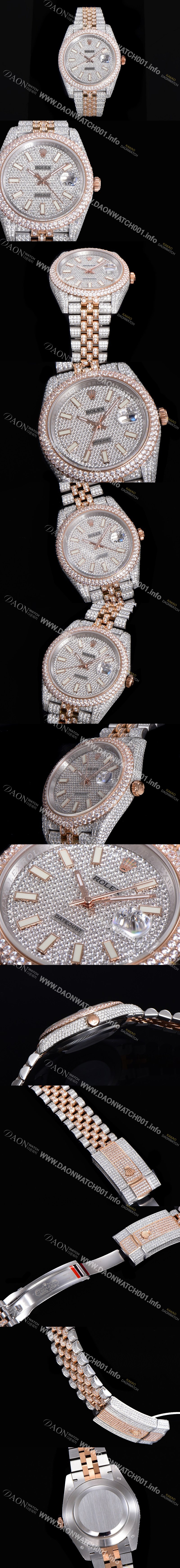 로렉스 데이져스트 오토매틱 아시안 2824-2 타입 41mm 남성용 18K 로즈골드 904L 다이아몬드 메탈줄 보석다이얼 rol108964518