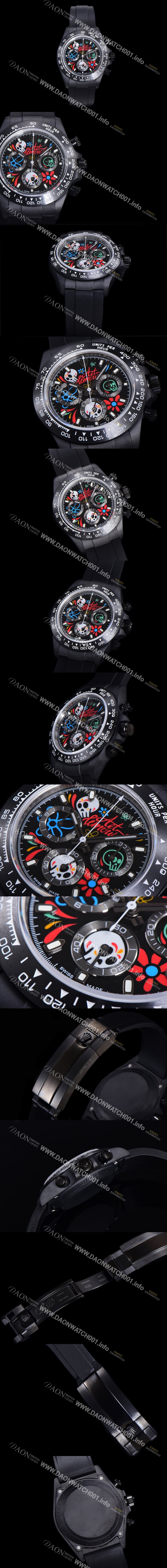 레플리카 [로렉스] 남성용 세라믹 데이토나 크로노그래프 오토매틱 A7750-2 타입 40mm 세라믹재질 세라믹밴드 블랙다이얼  rol1223