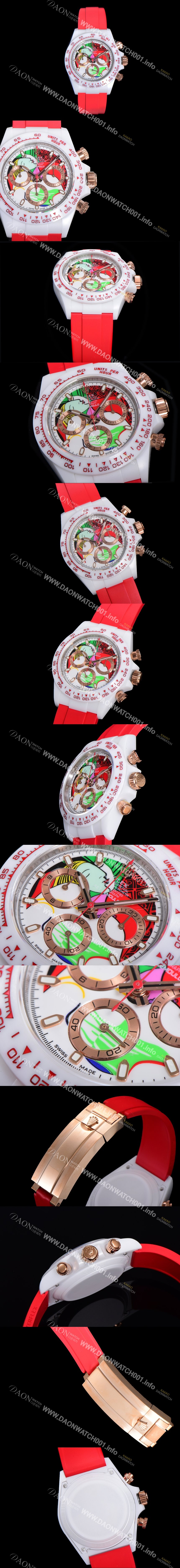 레플리카 [로렉스] 남성용 세라믹 데이토나 크로노그래프 오토매틱 A7750-2 타입 40mm 세라믹재질 러버우레탄줄 래드다이얼  rol1211