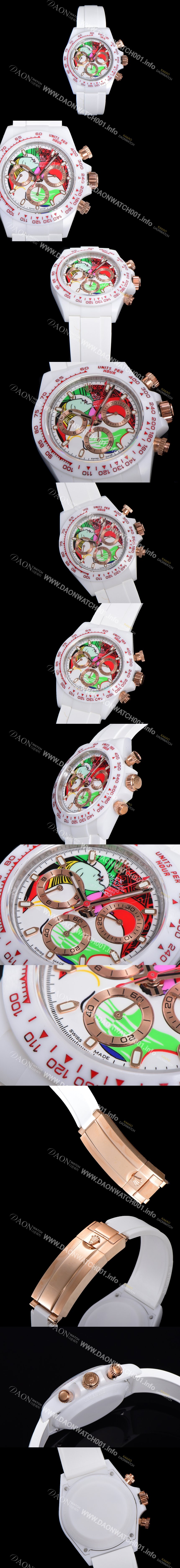 레플리카 [로렉스] 남성용 세라믹 데이토나 크로노그래프 오토매틱 A7750-2 타입 40mm 세라믹재질 러버우레탄줄 래드다이얼 rol9151