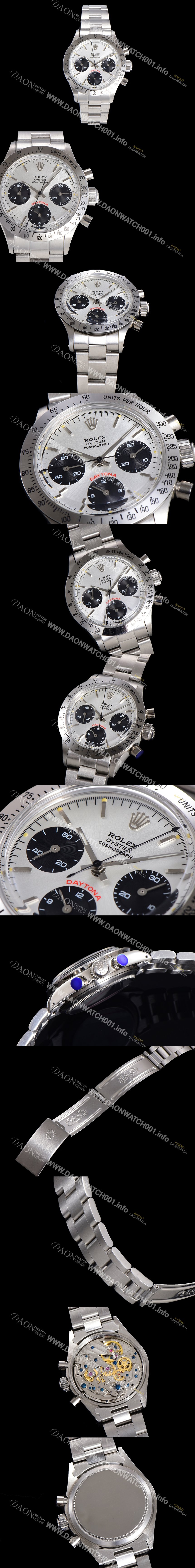 레플리카 [로렉스] 남성용 1965년 모델 클래식  코스모그래프 데이토나  Ref.6239 수동감기/기계식 37mm 스크류 다운 푸셔 메탈줄 화이트다이얼 rol5319