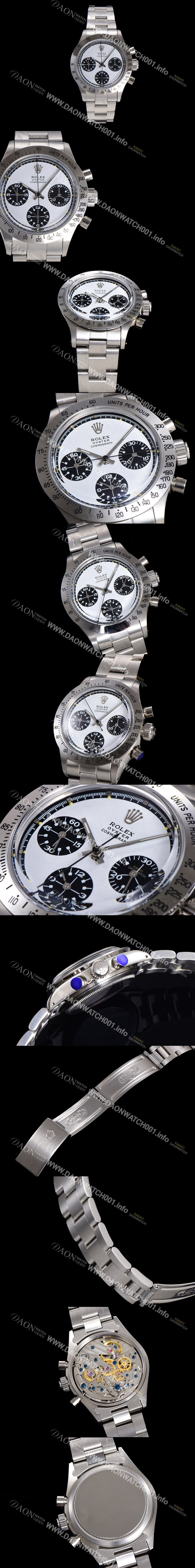 레플리카 [로렉스] 남성용 1965년 모델 클래식 코스모그래프 데이토나  Ref.6239 수동감기/기계식 37mm 스크류 다운 푸셔 메탈줄 화이트다이얼 rol9911