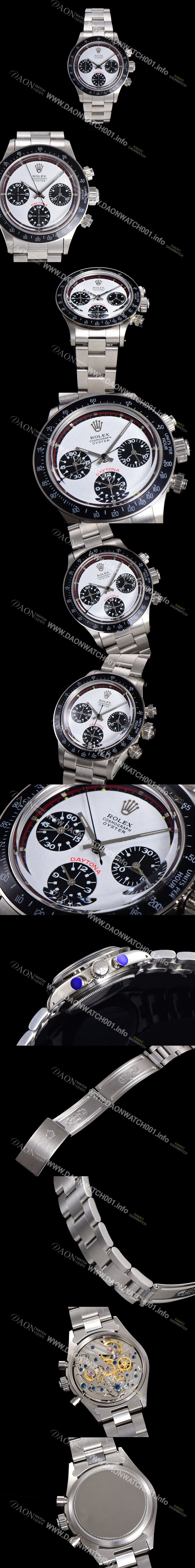 레플리카 [로렉스] 남성용 1965년 모델 클래식  코스모그래프 데이토나   Ref.6241 수동감기/기계식 37mm 스크류 다운 푸셔 메탈줄 화이트다이얼 rol2151