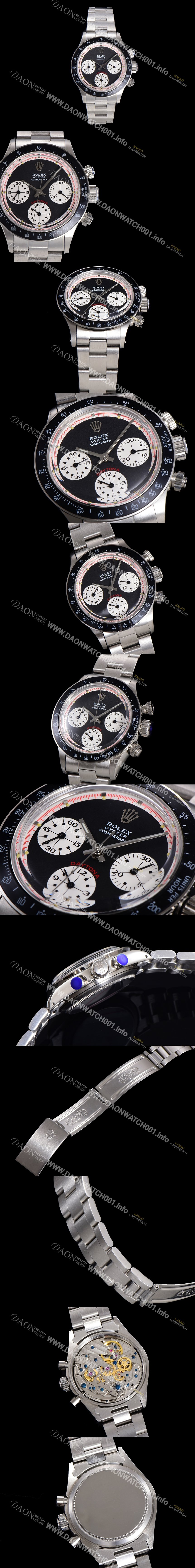 레플리카 [로렉스] 남성용 1965년 모델 클래식  코스모그래프 데이토나   Ref.6241 수동감기/기계식 37mm 스크류 다운 푸셔 메탈줄 블랙다이얼 rol3251