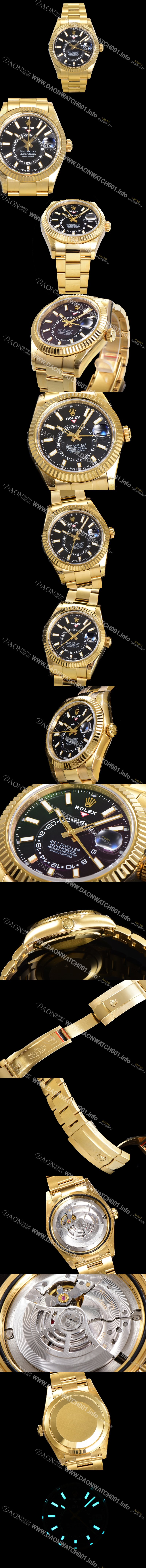 레플리카  [로렉스] 남성용 스카이더웰러 오이스터 퍼페츄얼 오토매틱 Cal.9001타입 42미리 18K 옐루골드 블랙다이얼 rol11420