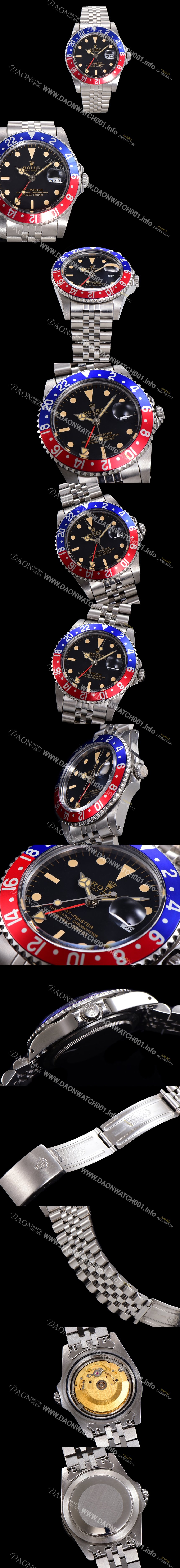 레플리카 [로렉스] 남성용 지엠티-마스터 클래식 모델 Ref.16700 오토매틱 E2836-2 타입 40mm 메탈줄 블랙다이얼 rol1295