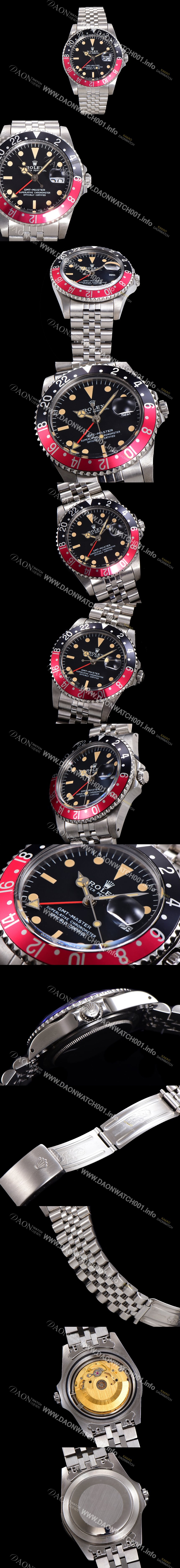 레플리카 [로렉스] 남성용 지엠티-마스터 클래식 모델 Ref.16700 오토매틱 E2836-2 타입 40mm 메탈줄 블랙다이얼 rol1251