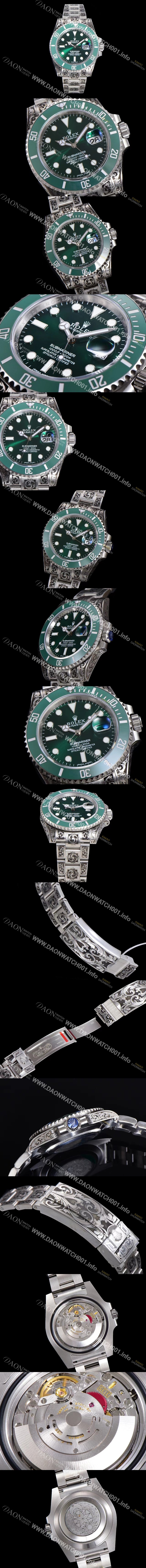 레플리카 [로렉스] 남성용 서브마리너 오토매틱 Cal.3135 타입 40mm 904L메탈+무늬 그린다이얼 rol1923