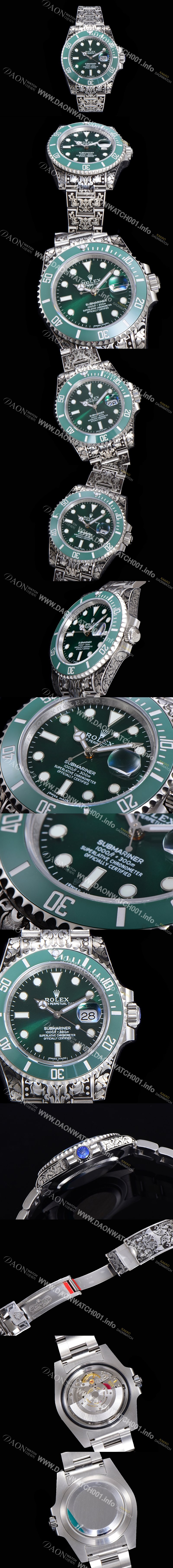 레플리카 [로렉스] 남성용 서브마리너 오토매틱 Cal.3135 타입 40mm 904L메탈+무늬 그린다이얼  rol5191