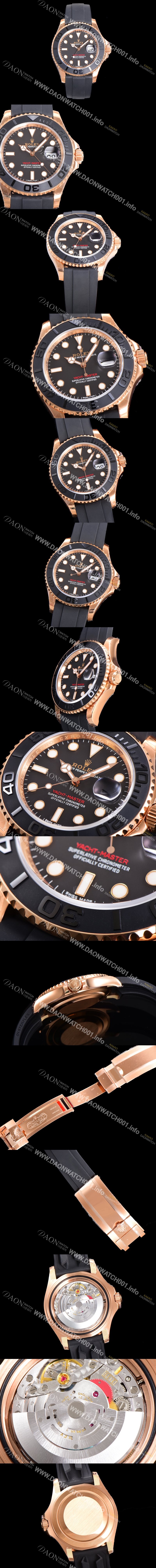 레플리카 [로렉스] 남성용 신형 출시!  요트마스터 m126655-0002 오토매틱 Cal.3135 타입 40mm 18K 로즈골드 도금  블랙 무광 세마릭 베젤 우레탄줄 블랙다이얼  rol1359