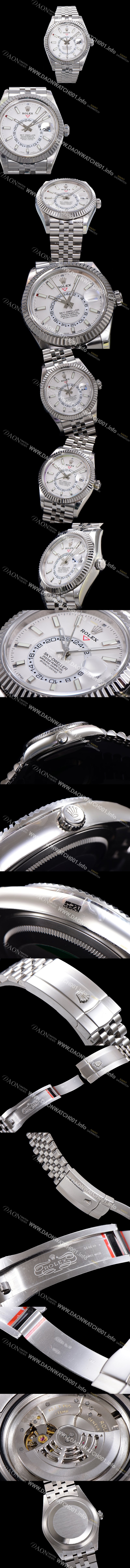 레플리카 [로렉스] 남성용 스카이-더웰러 오이스터 오토매틱 Cal.9001 타입 42mm 메탈줄 화이트다이얼  rol3151