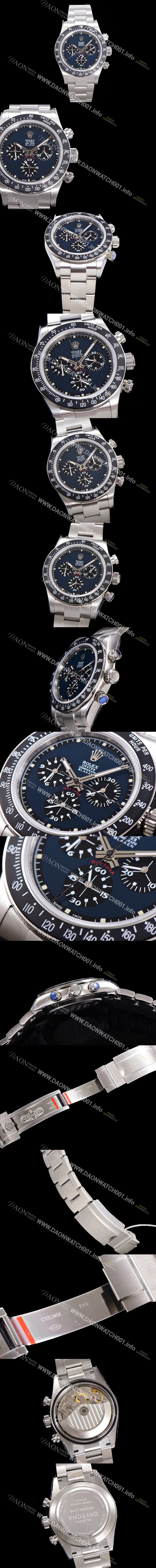 레플리카 [로렉스] 남성용 데이토나 6263 오토매틱 크로노그래프 ETA 7750-2 타입 40mm 메탈줄 블루다이얼  rol6824