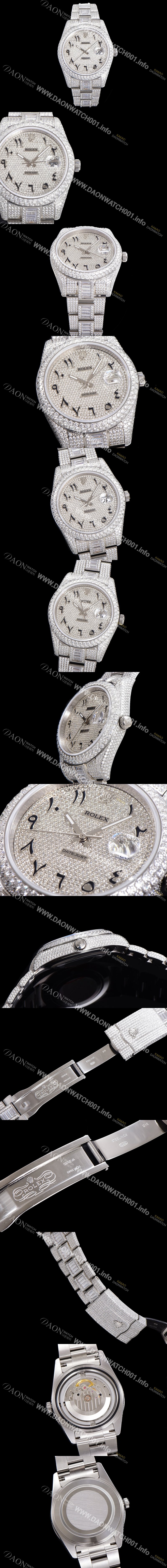 레플리카 [로렉스] 남성용 수제공정형 다이아 튜닝 데이져스트 오토매틱 ETA 2824-2 41mm 보석다이얼 rol64262