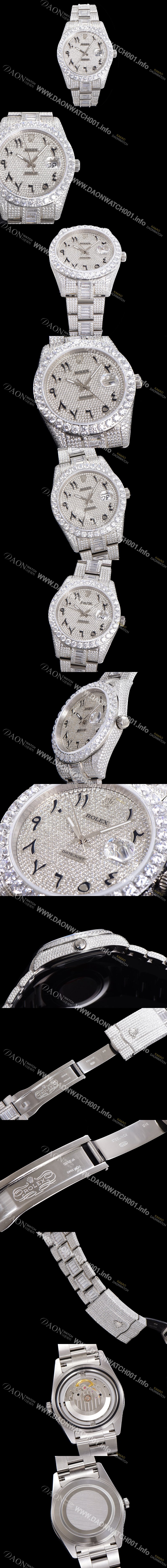 레플리카 [로렉스] 남성용 수제공정형 다이아 튜닝 데이져스트 오토매틱 ETA 2824-2 41mm 보석다이얼 rol02344