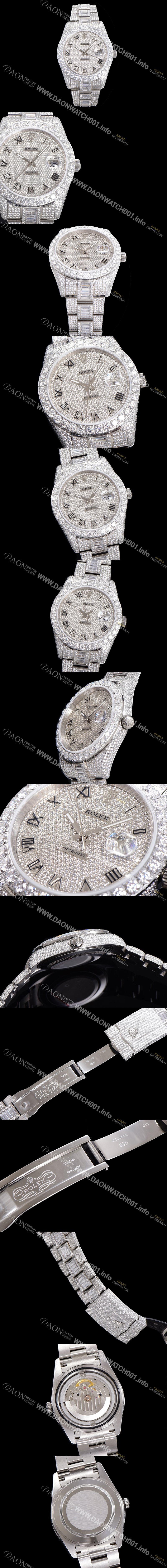 레플리카 [로렉스] 남성용 수제공정형 다이아 튜닝 데이져스트 오토매틱 ETA 2824-2 41mm 보석다이얼 rol02639