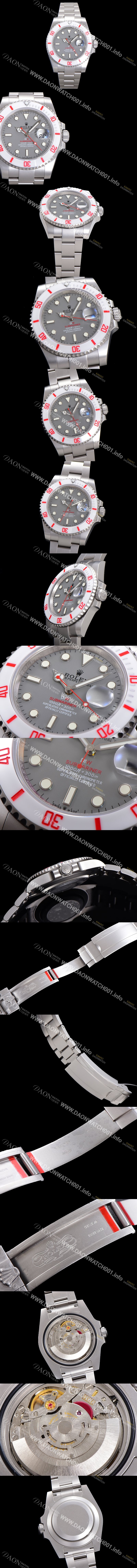 레플리카 [로렉스] 남성용 신형 케이스 업그레이드 러스털러스 스틸 재질 !  서브마리너 오토매틱 Cal.3135 40mm  세라믹베젤 메탈줄 그레이다이얼 rol90292