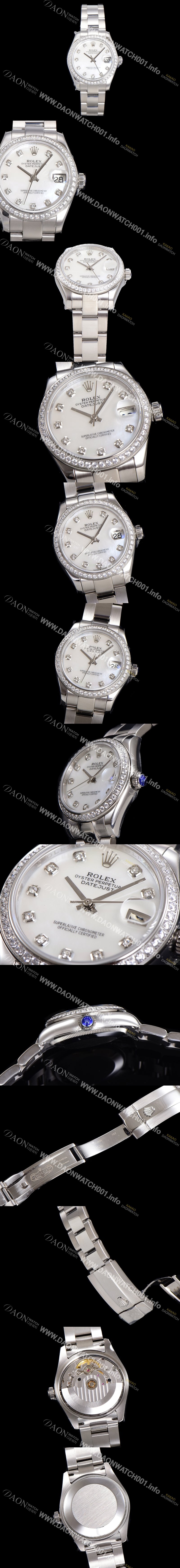 레플리카 [로렉스] 여성용 데이져스트 오이스터 31mm 레이디 오토매틱 보석/다이아몬드 3열 브레이슬릿 메탈줄 자게다이얼 rol21054