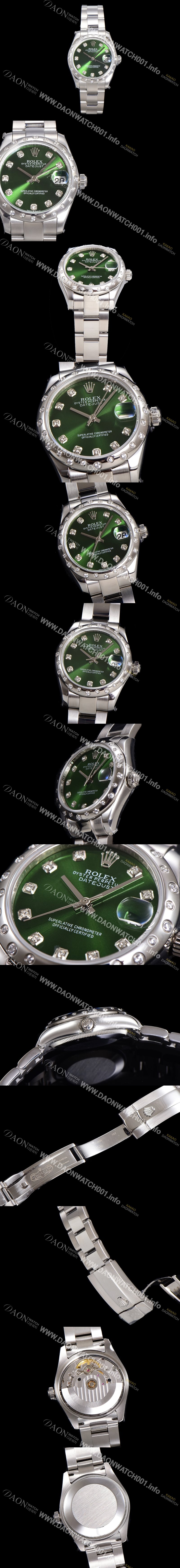 레플리카 [로렉스] 여성용 데이져스트 오이스터 31mm 레이디 오토매틱 하모니 베젤 3열 브레이슬릿 메탈줄 그린다이얼 r rol05234