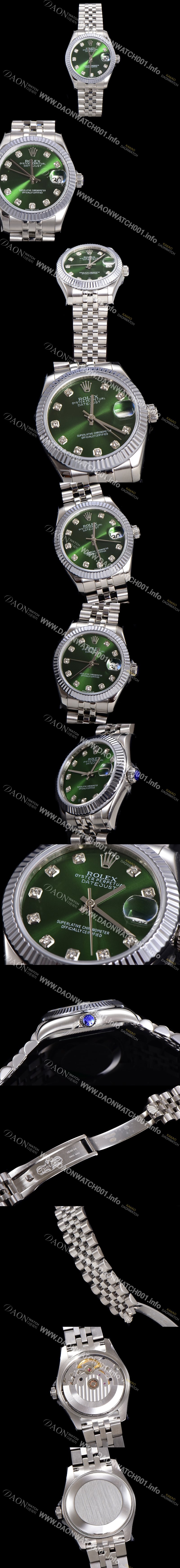 레플리카 [로렉스] 여성용 데이져스트 오이스터 31mm 레이디 오토매틱 5열 브레이슬릿 메탈줄 그린다이얼 rol58490