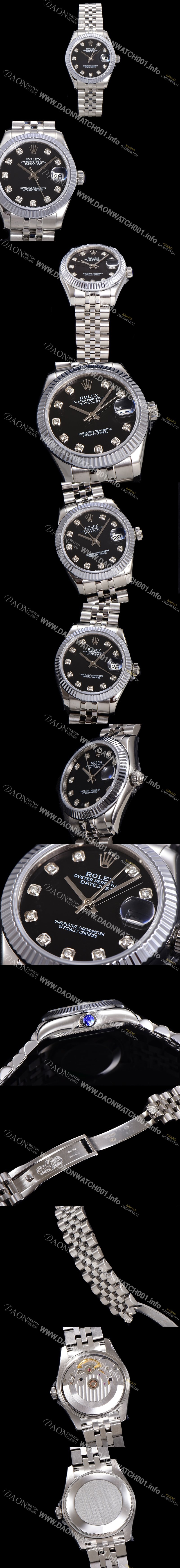 레플리카 [로렉스] 여성용 데이져스트 오이스터 31mm 레이디 오토매틱 5열 브레이슬릿 메탈줄 블랙다이얼 rol37295