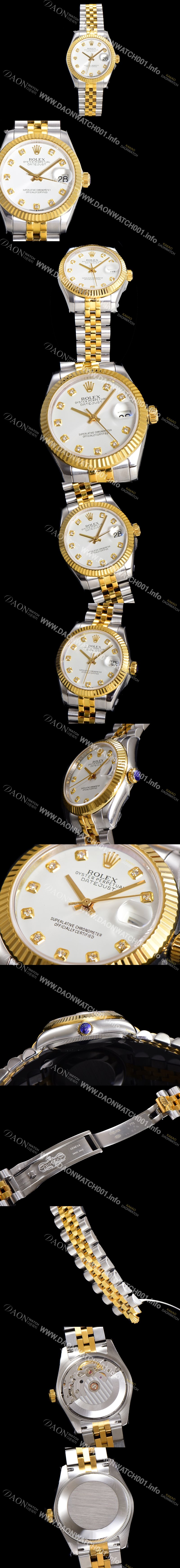 레플리카 [로렉스] 여성용 데이져스트 오이스터 31mm 레이디 오토매틱  18K 옐루골드 투톤콤비 5열 브레이슬릿 메탈줄 화이트다이얼 rol59024