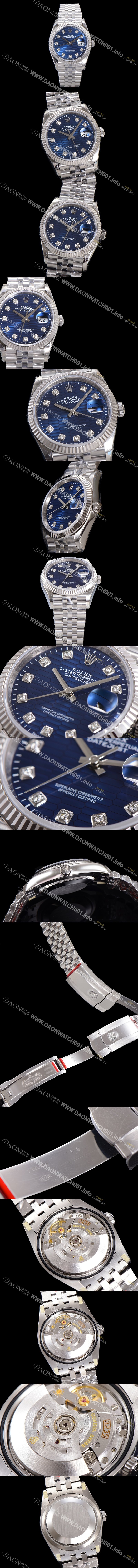 레플리카 [로렉스] 남성용 904L스틸!! 2023신형 데이저스트 36mm II m126234-0057 블루 다이얼 큐빅인덱스 스틸 브레이슬릿 신형 Cal.3235 오토매틱 무브먼트 ROL16111